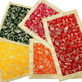 Indian Consigners Red Velvet Cloth With Golden Shinny Border, Aasan Pooja  Puja Cloth Poojan Table Cloth Holy Square Tarot Altar Tablecloth