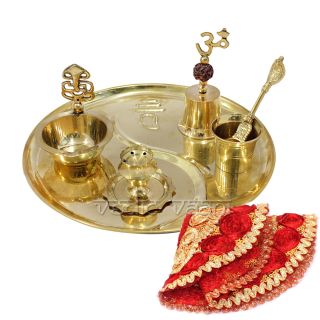 Buy Puja Thali Set in Brass with Samai Lamp - Vedic Vaani