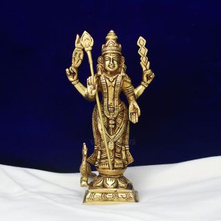 Buy Murugan and His Two Wives Valli and Devasena Idols in Brass