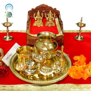 Vidya (Knowledge) Brass Puja Thali- Vedic Vaani