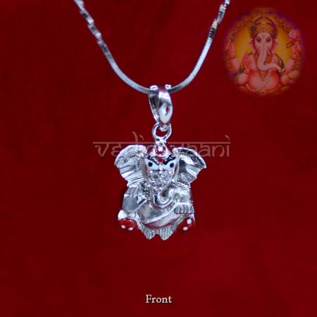 Shri Ganesh Locket with Chain in Sterling Silver- Vedic Vaani