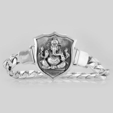 Silver Ring with Hand Painted Ganesha Motif Design 7 - Desically Ethnic