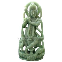 Buy Lord Krishna Sculpture in Light Green Jade - Vedic Vaani