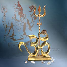 Buy Om Trishul In Brass - Vedic Vaani