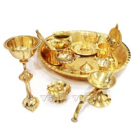 Buy Puja Thali Set in Brass - Vedic Vaani