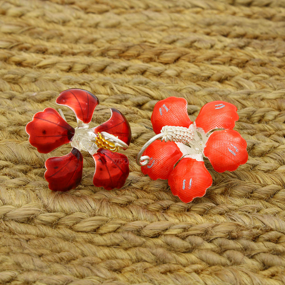 CZ Crystal Red Flower Stud Earring – Neshe Fashion Jewelry