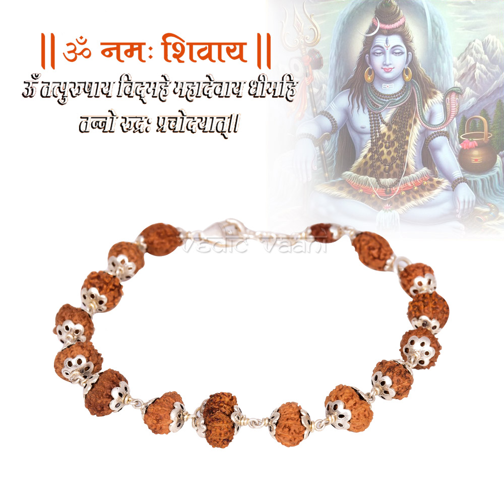 5 Mukhi Rudraksha Crystal Bracelet for Men, Women and Children (White,  Brown) 8mm Beads Size