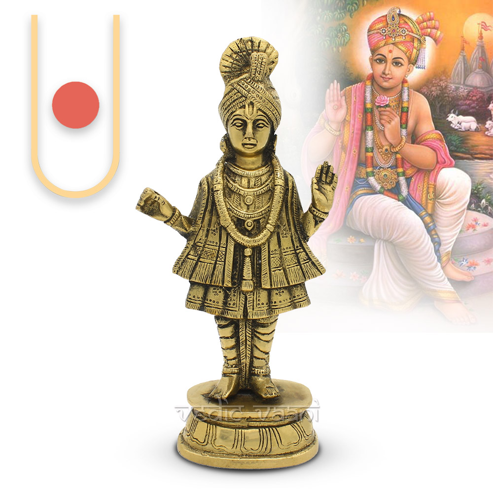 Divine Brass Statue: Bhagwan Swaminarayan & Gunatitanand Swami's