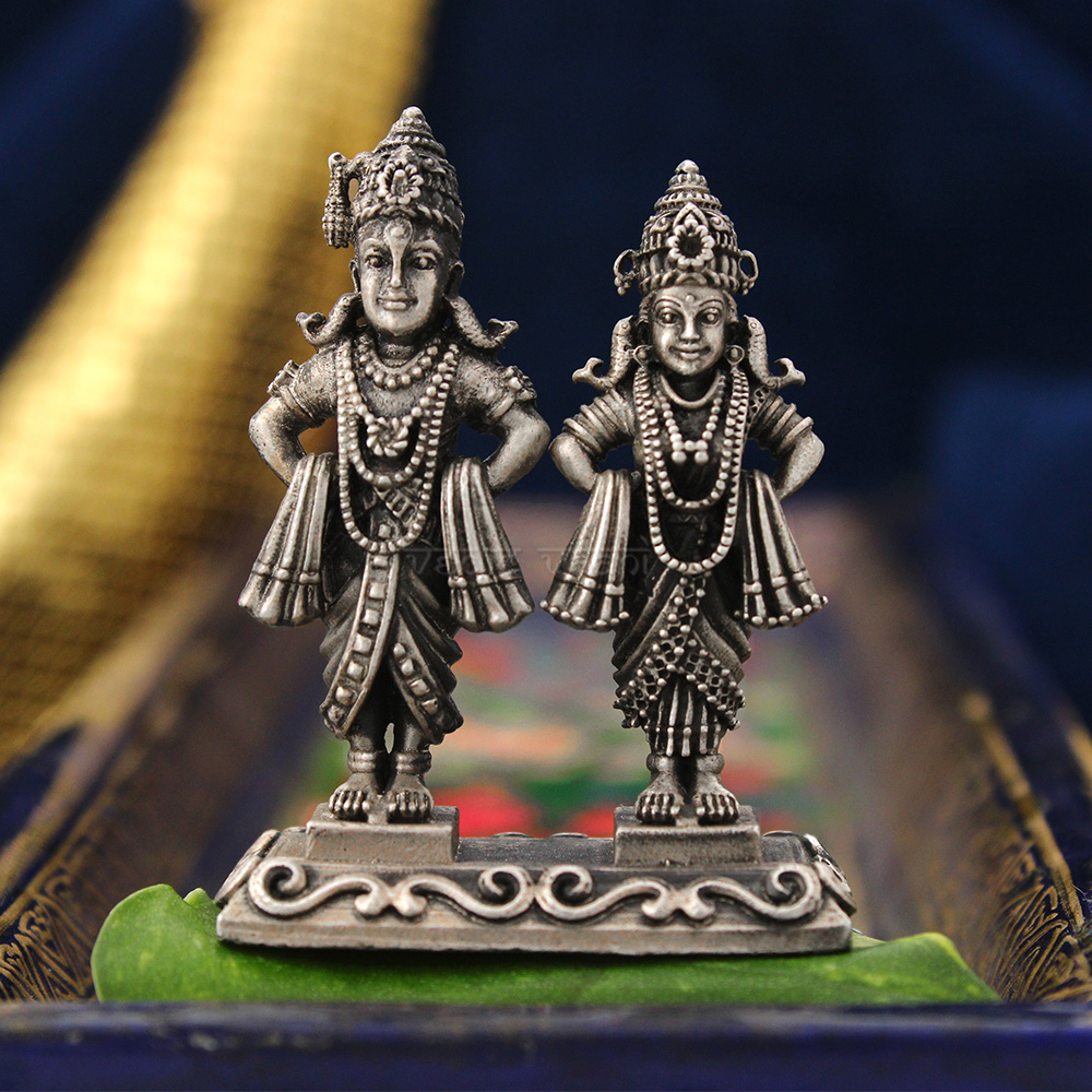 Vitthal Rakhumai Idol in Silver Finish- Vedic Vaani